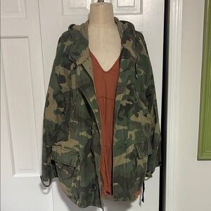 Free People Camouflage Hooded Jacket
